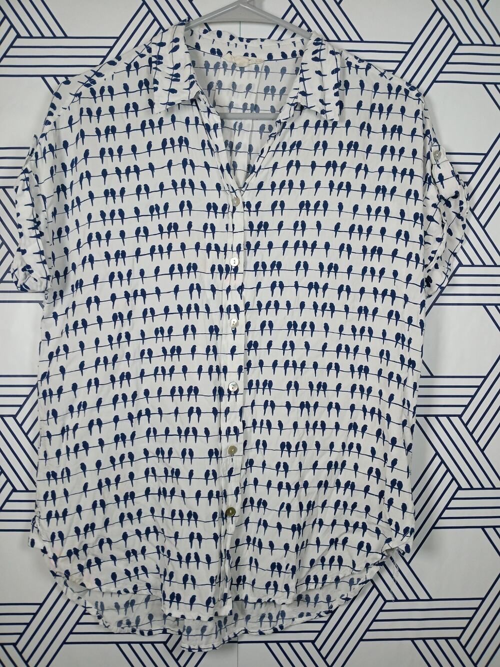 Jane & Delancey Button Front Blouse Artsy Cottagecore Nature Button Up Top